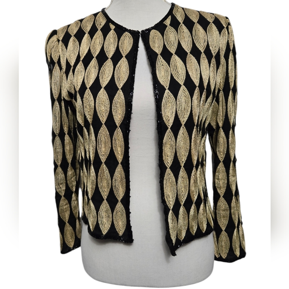 Vintage Camille Marie black and gold special occasion blazer